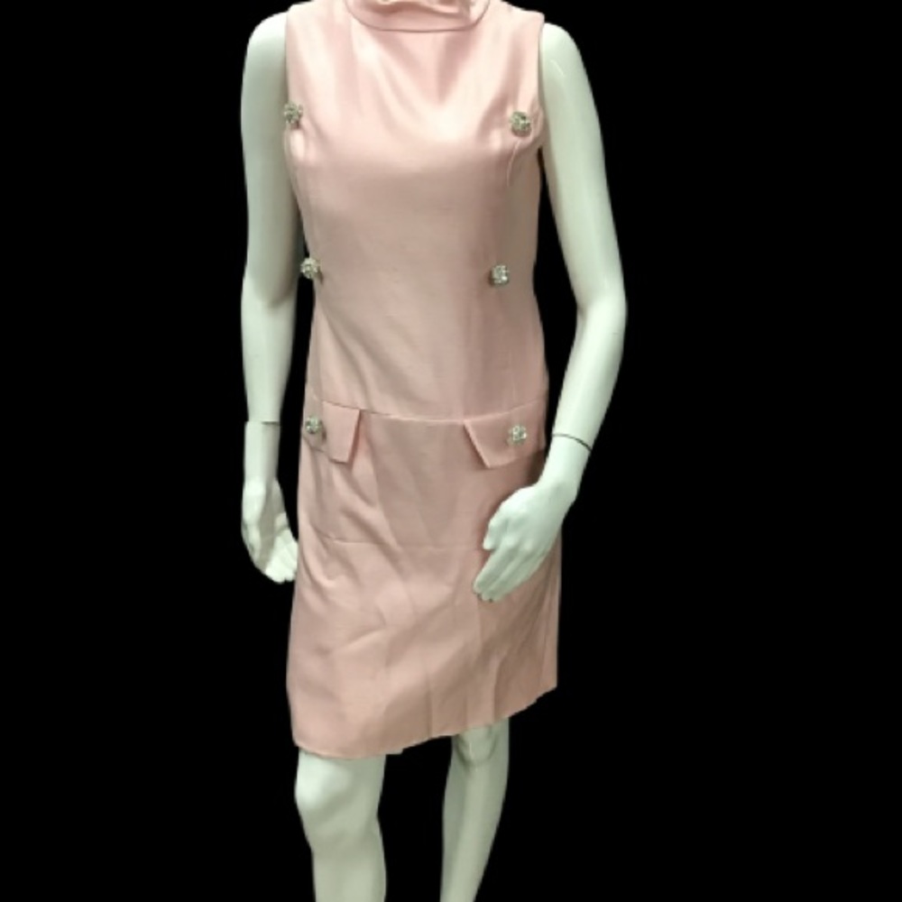 Vintage 1960s Pink & Rhinestone  GoGo Mini Dress